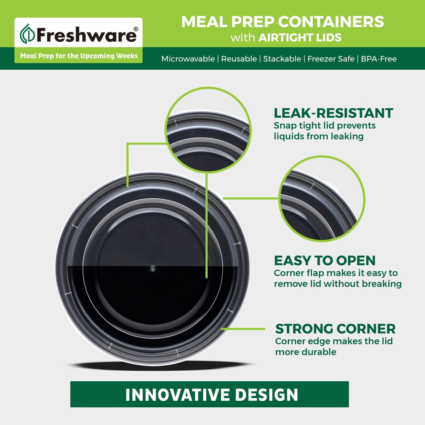 Freshware Meal Prep Bowl Containers [30 Pack] Plastic Bowls with Lids for Soup and Salad, Food Storage Bento Box, BPA Free, Stackable, Lunch Boxes…
