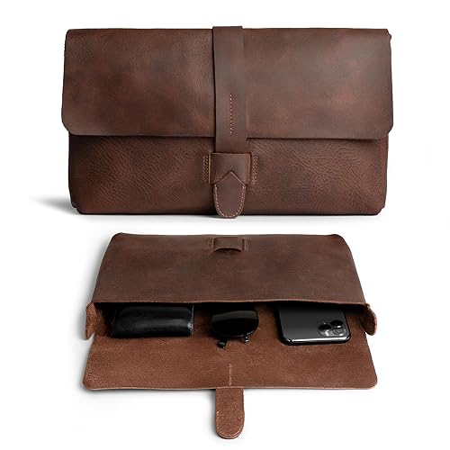 Hide & Drink, Female Clutch Bag, Vintage Handbag, Accessory Organizer, Phone Bag, Night Case, Full Grain Leather, Handmade, Bourbon Brown