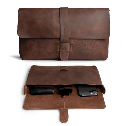 Hide & Drink, Female Clutch Bag, Vintage Handbag, Accessory Organizer, Phone Bag, Night Case, Full Grain Leather, Handmade, Bourbon Brown Fashion Hide & Drink