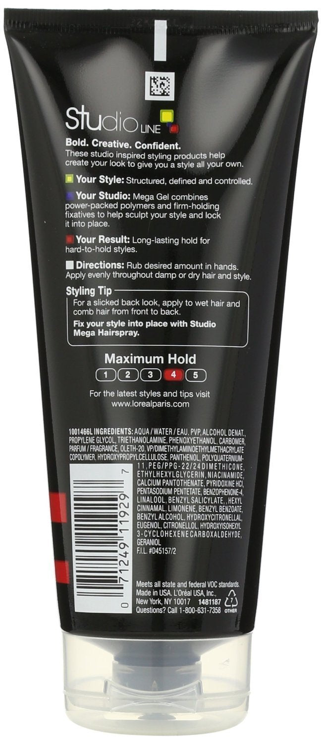 L'Oreal Paris Studio Line Mega Hair Gel, 6.8 Ounce (Pack of 3)