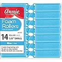 Annie Salon Style Small Foam Hair Rollers - 5/8" Blue - 14 Piece Set - Soft Heat-less Hair Curling Tools
