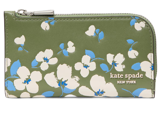 kate spade new york Devin Painterly Bouquet Embossed Smooth Leather Small Slim Bifold Wallet Fashion kate spade new york