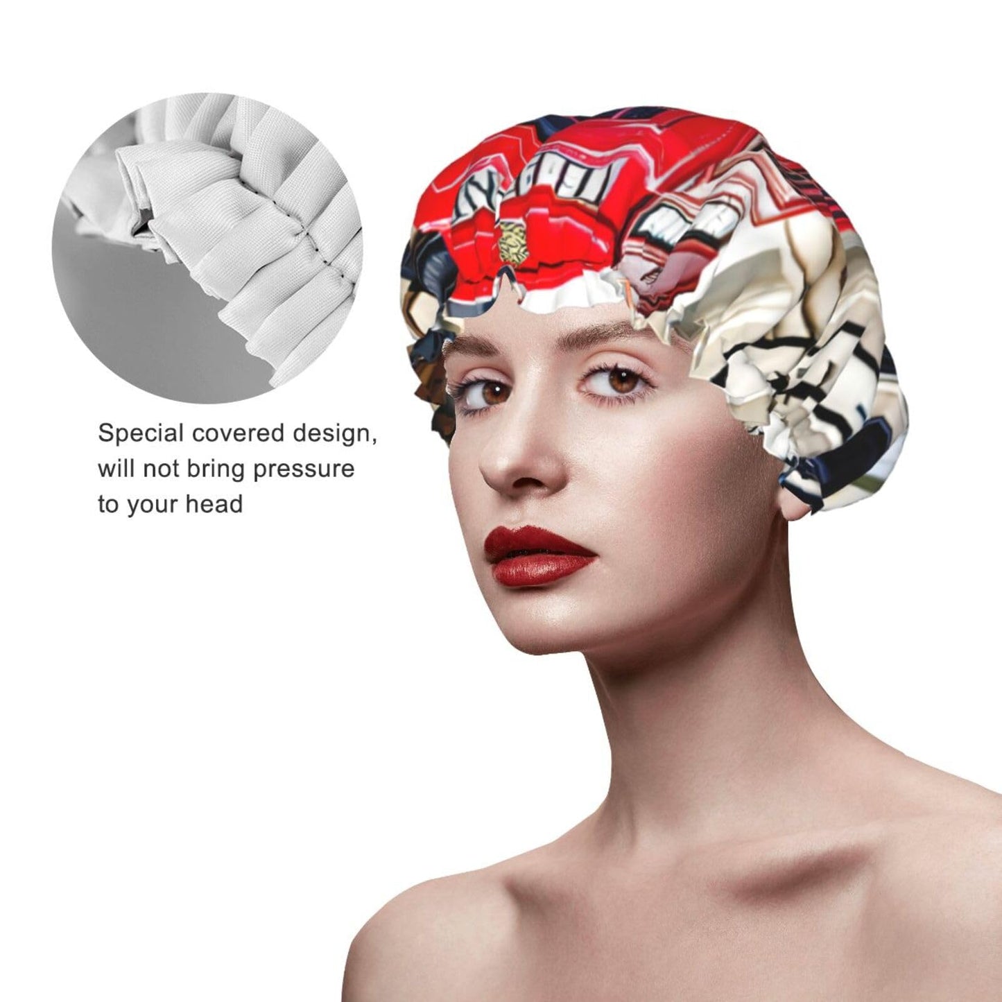 One Size Shower Cap for Women & Men - Telephone Booth Print Bath Hair Cap, Salon Accessory, Elastic Strap, Double Layer Beauty and Personal Care BaerK