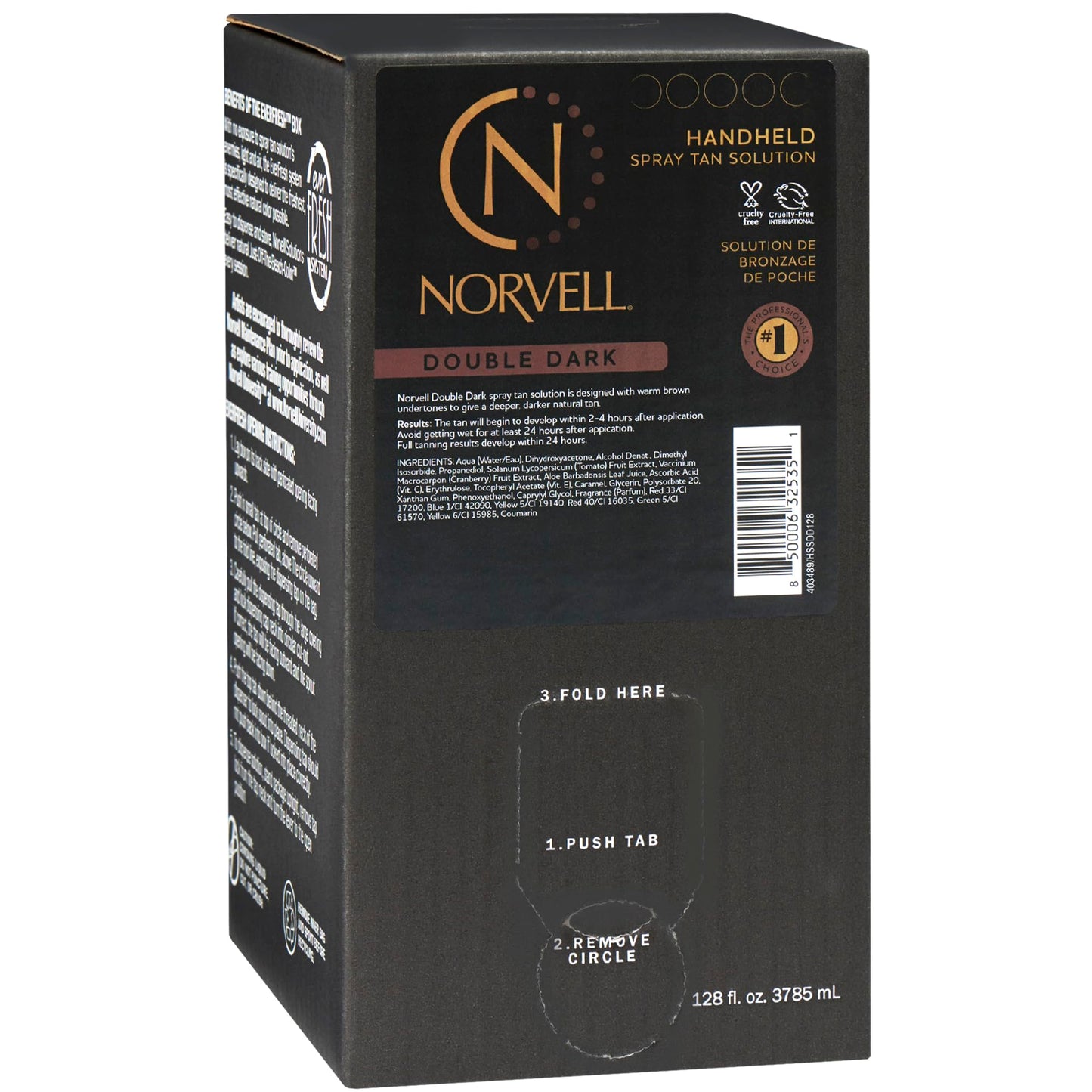 Norvell Premium Spray Tan Solution Double Dark 128 fl oz - Professional Sunless Tanning Formula for Deep Rich Bronze Glow, Streak Free, Fast Drying