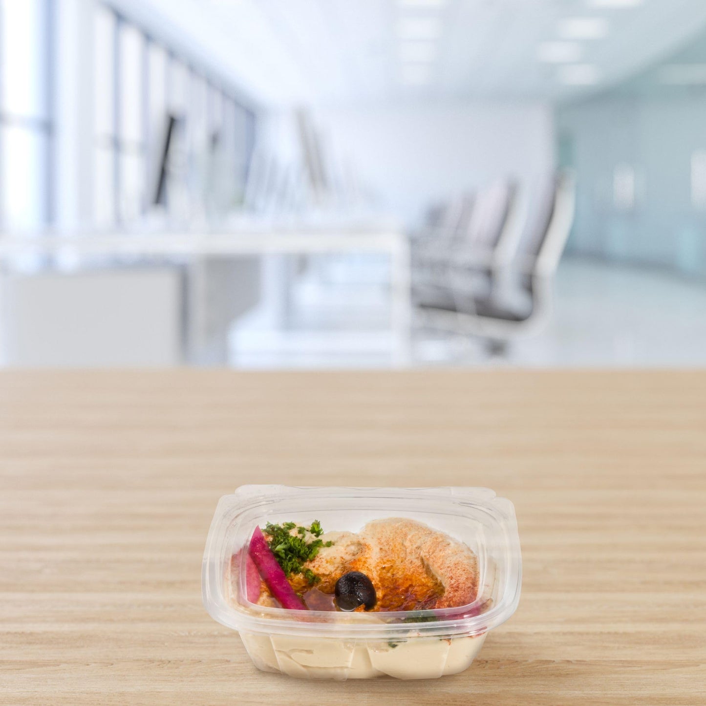 DART CH8DEF 8 oz Tamper-Resistant Clear Hinged Container with Flat Lid (Case of 200)