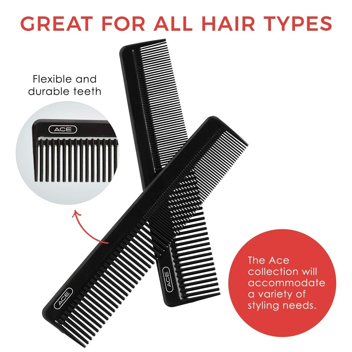 GOODY Hair Ace Dressing Hair Comb, 7.5 Inch, Black, 1 Count Beauty and Personal Care Ace Classic