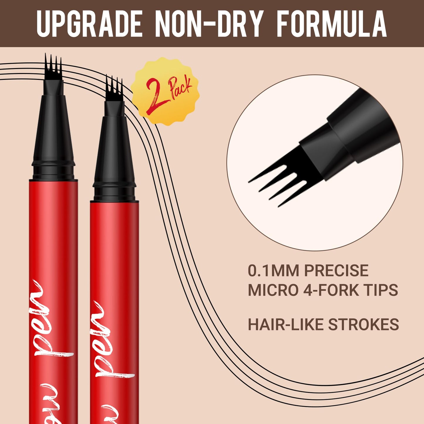 Vevivia Beauty Eyebrow Pencils for Women - Eyebrow Pen 2 Pack, Precise 4-Tip Brow Pencil for Natural-Looking Fuller Brows, Hair-Like Strokes for All Beauty and Personal Care Vevivia Beauty