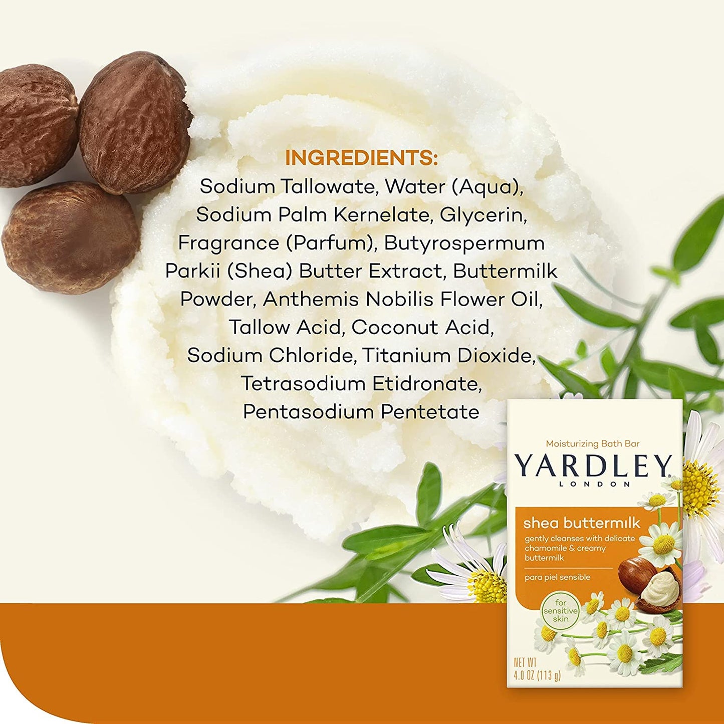 Yardley Shea Buttermilk Bath Bar 4oz 3 Pack