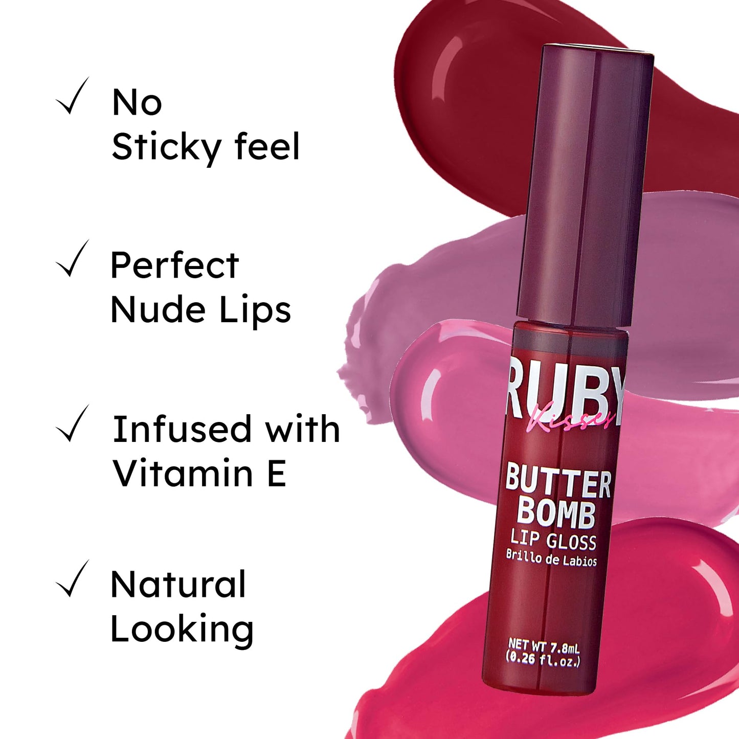 Ruby Kisses Butter Bomb Lip Gloss, High-Shine Non-Sticky Hydrating Plumping