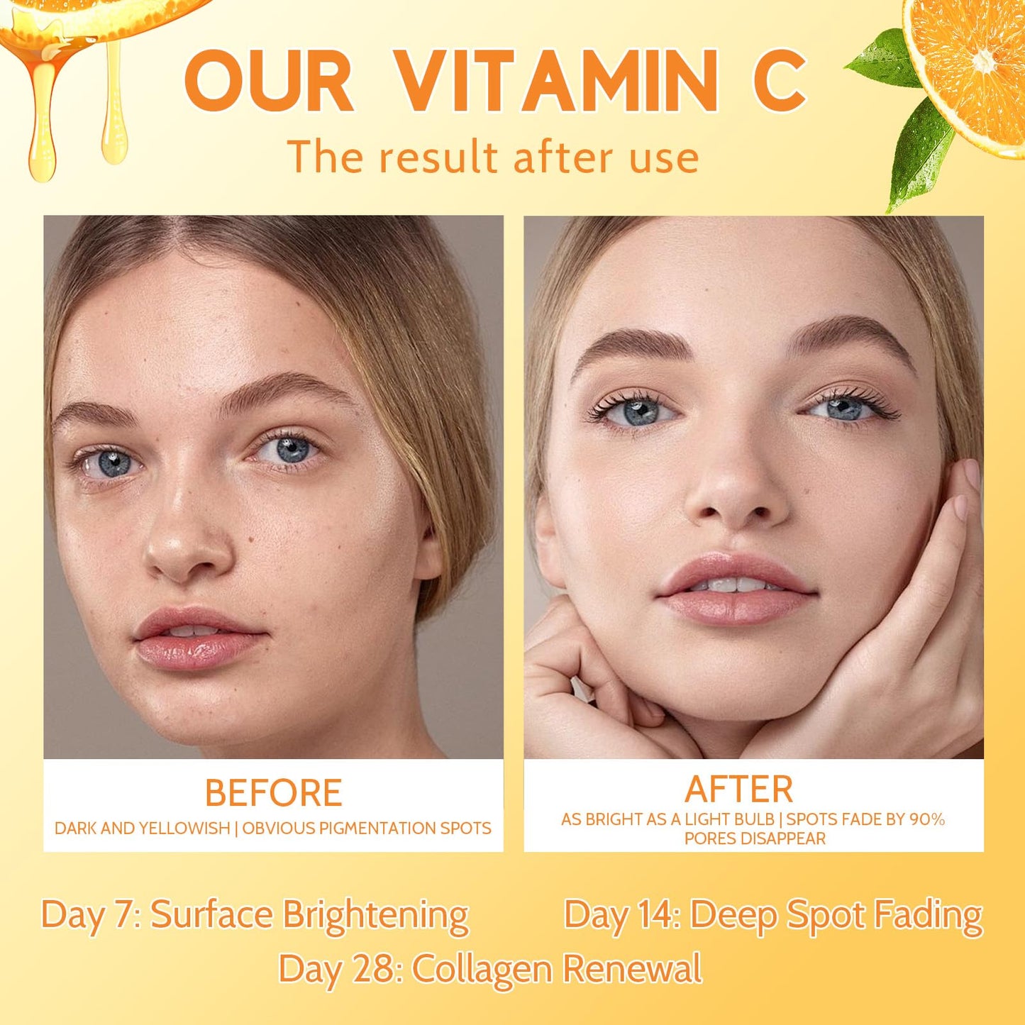 Vitamin C Serum for Face, 20% Vitamin C Brightening Serum with Hyaluronic Acid & Vitamin E, Anti-Aging, Brightening, Improve Dark Spot, Fine Lines
