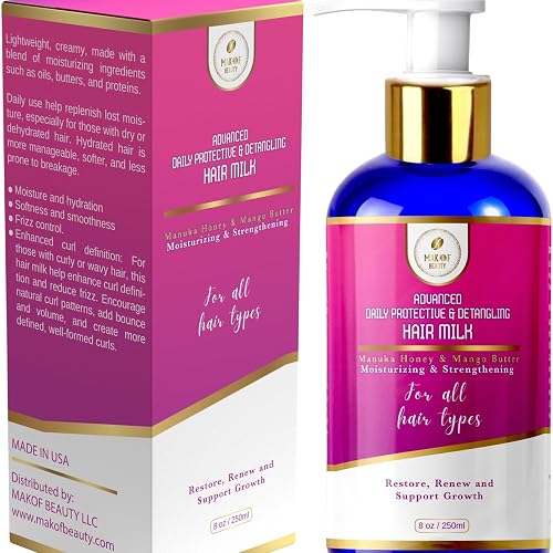 Advanced Daily Protective & Detangling Hair Milk | Nourishing Organic Leave-In Conditioning Repair and Renew Dry and damaged hair. Reduce Breakage