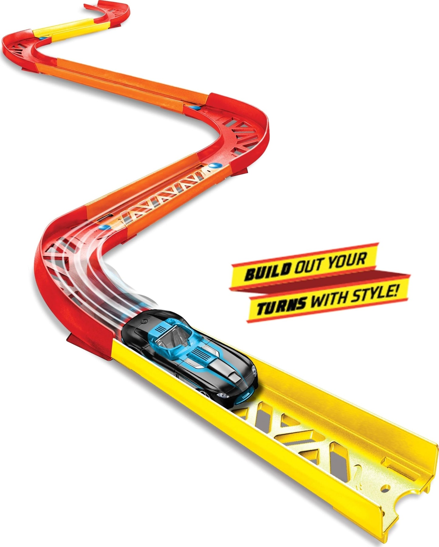 Hot Wheels Toy Car Track Set, Track Builder Unlimited Playset Premium Curve Pack, 16 Component Parts & 1:64 Scale Vehicle