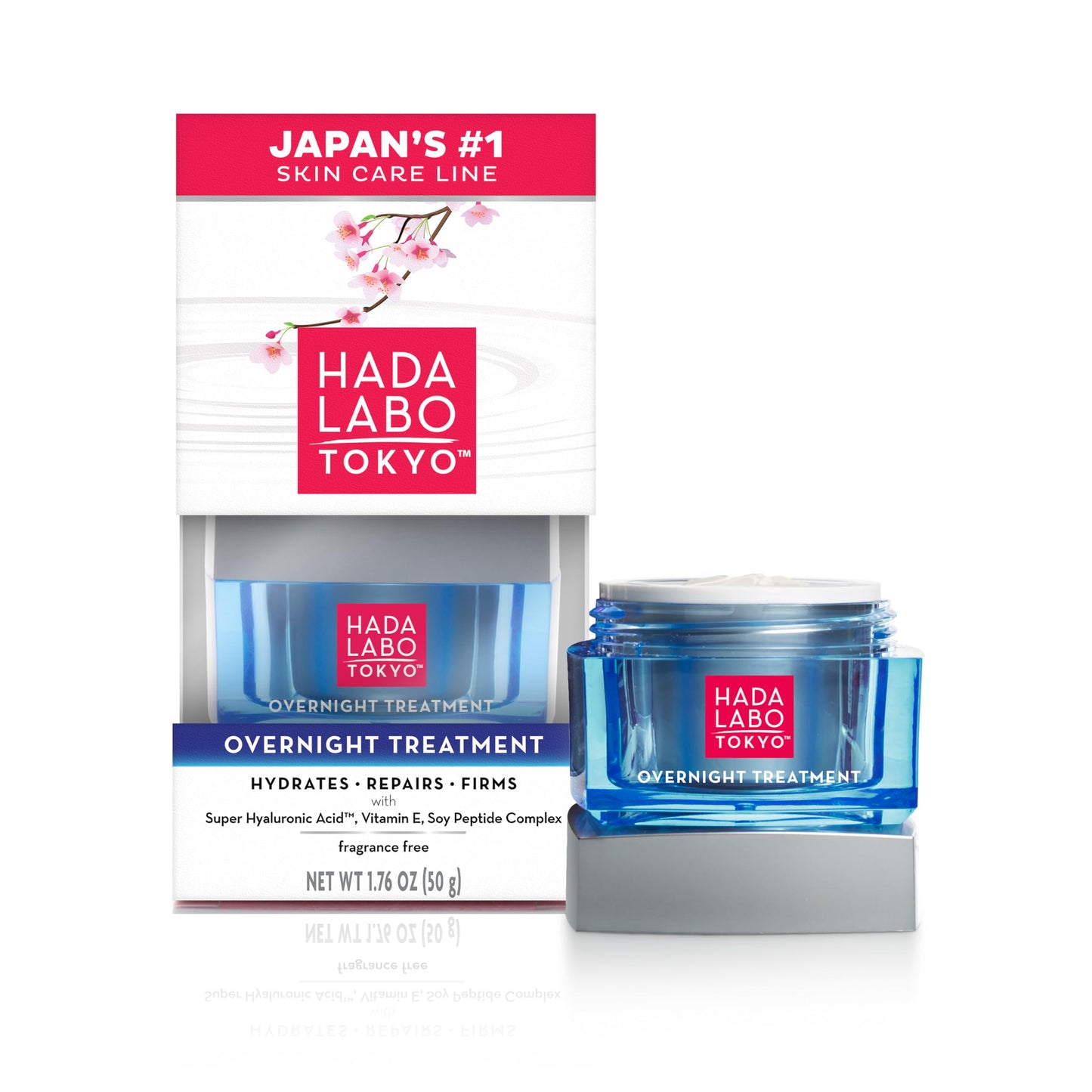 Hada Labo Tokyo Anti-Aging Overnight Treatment, Hyaluronic Acid Night Cream for Intense Hydration, Skin Renewal With Collagen, Japanese Honeysuckle