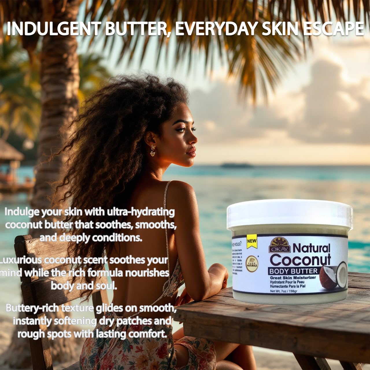 Okay Butter 100% Natural Smooth for Skin and Hair Easily Absorbed By the Skin & Hair Leaving It Soft & Moisturized Silicone, Paraben Free For All Skin