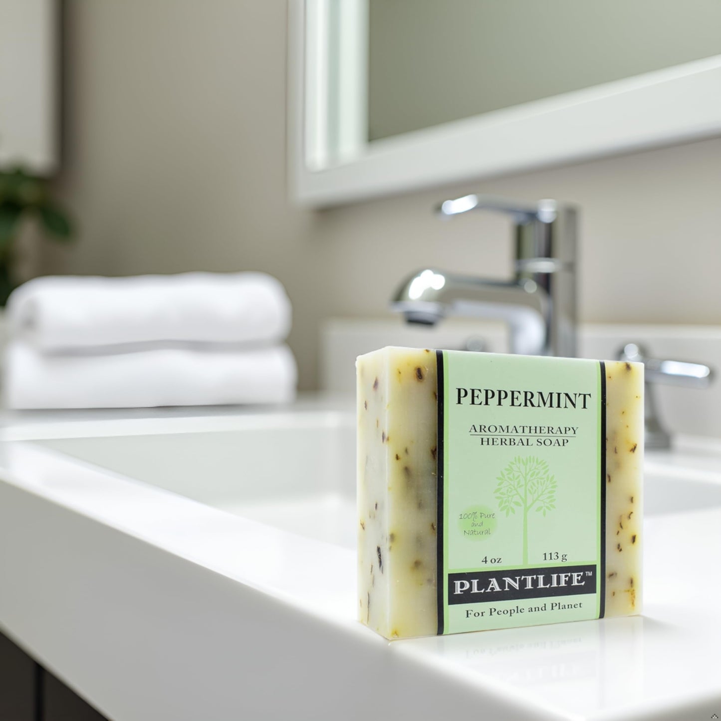 Plantlife Peppermint Bar Soap - Moisturizing and Soothing Soap for Your Skin - Hand Crafted Using Plant-Based Ingredients - Made in California 4oz Bar