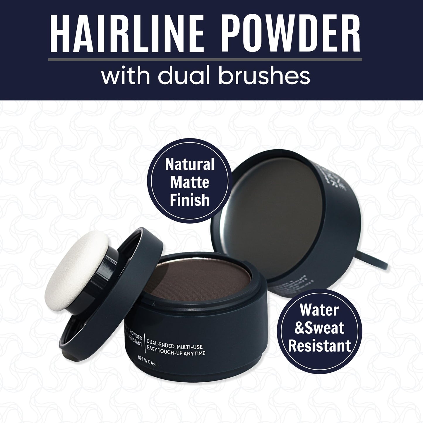 Puggaree Dual Ended Hairline Powder for Root Touch Up and Grey Coverage - Water & Sweat Resistant, Long-Lasting ?#01 Dark Brown?