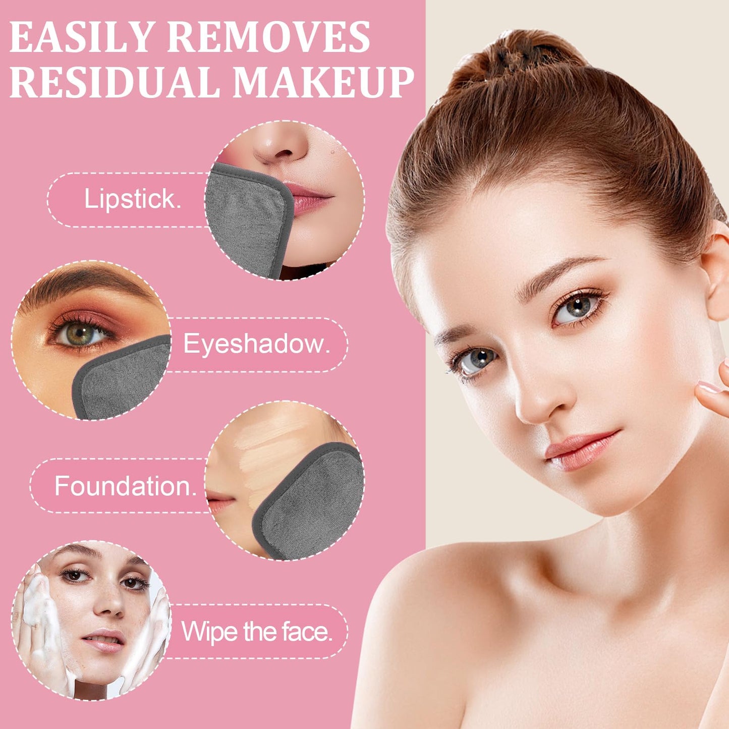 Puomue Makeup Remover Cloth 12 Pack, Ultra Soft and Reusable Microfiber Makeup Remover Towels for All Skin Types, Perfect Face Towels for Women, 6 Beauty and Personal Care Puomue