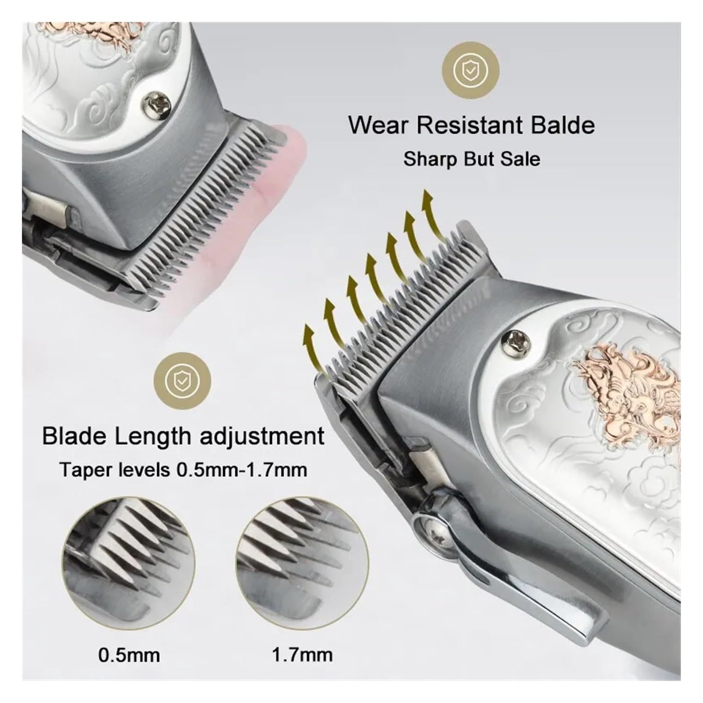 Razors Hair Clipper Cordless Professional LCD Display Shaver China Dragon Electric Trimmer for Men Haircut Machine Barbershop USB(Bronze) Beauty and Personal Care EWKYLSEM