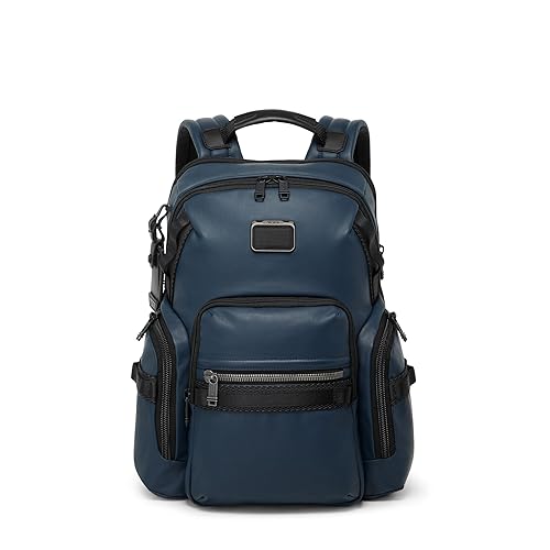 Tumi Mens Navigation Backpack Navy Coated Canvas One Size