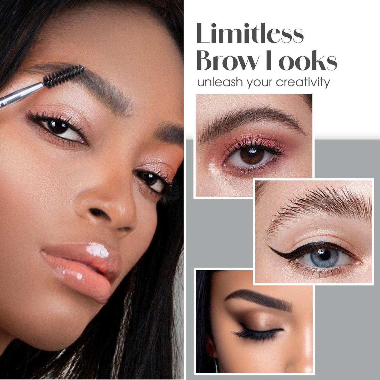 Eyebrow Brush - Duo Eye Brow Spoolie - Angled Eyeshadow Eyeliner - Precision Flat Definer - Small Shader - 3 Piece Makeup Brush Set - Cruelty Free