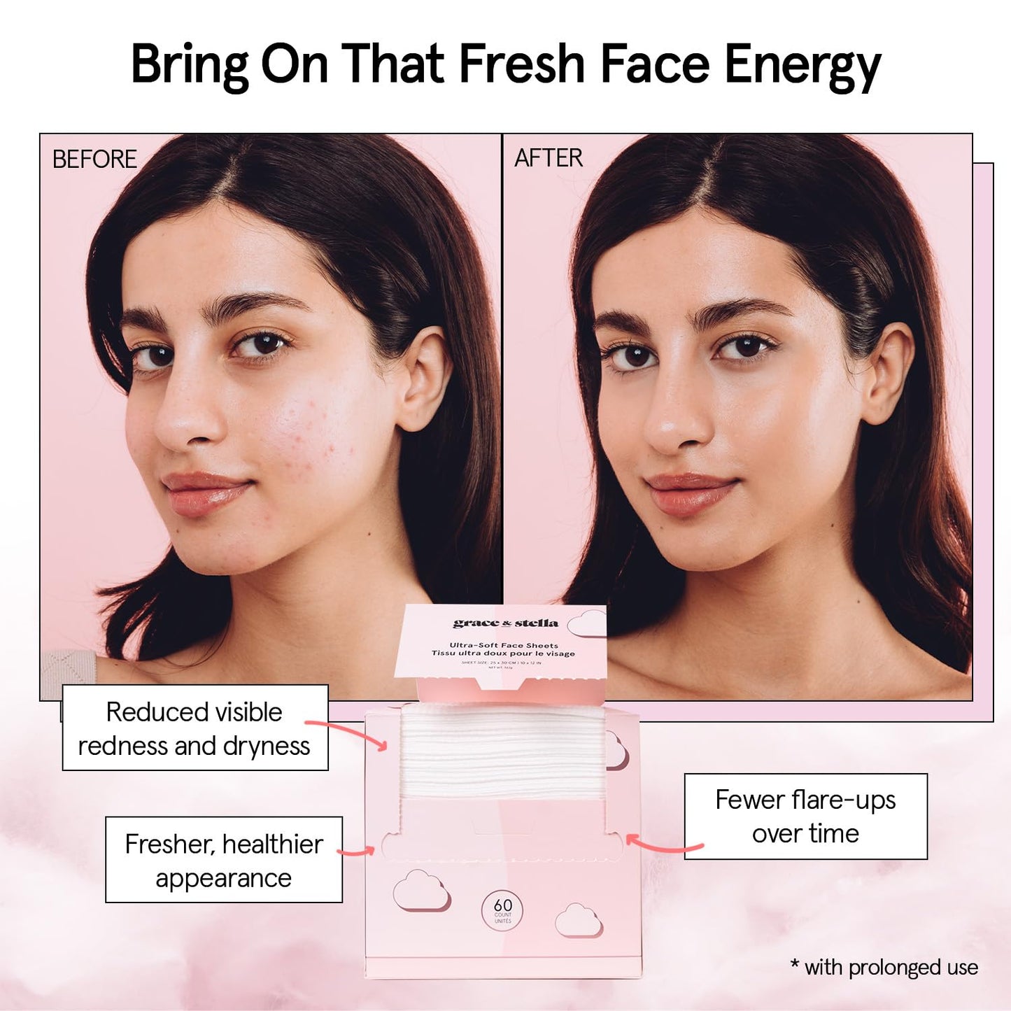 grace & stella Face Towels Disposable - Travel Essentials - Ultra-Soft & Absorbent Face Wipes Towelettes - XL Facial Towels for Cleansing & Makeup Beauty and Personal Care grace & stella