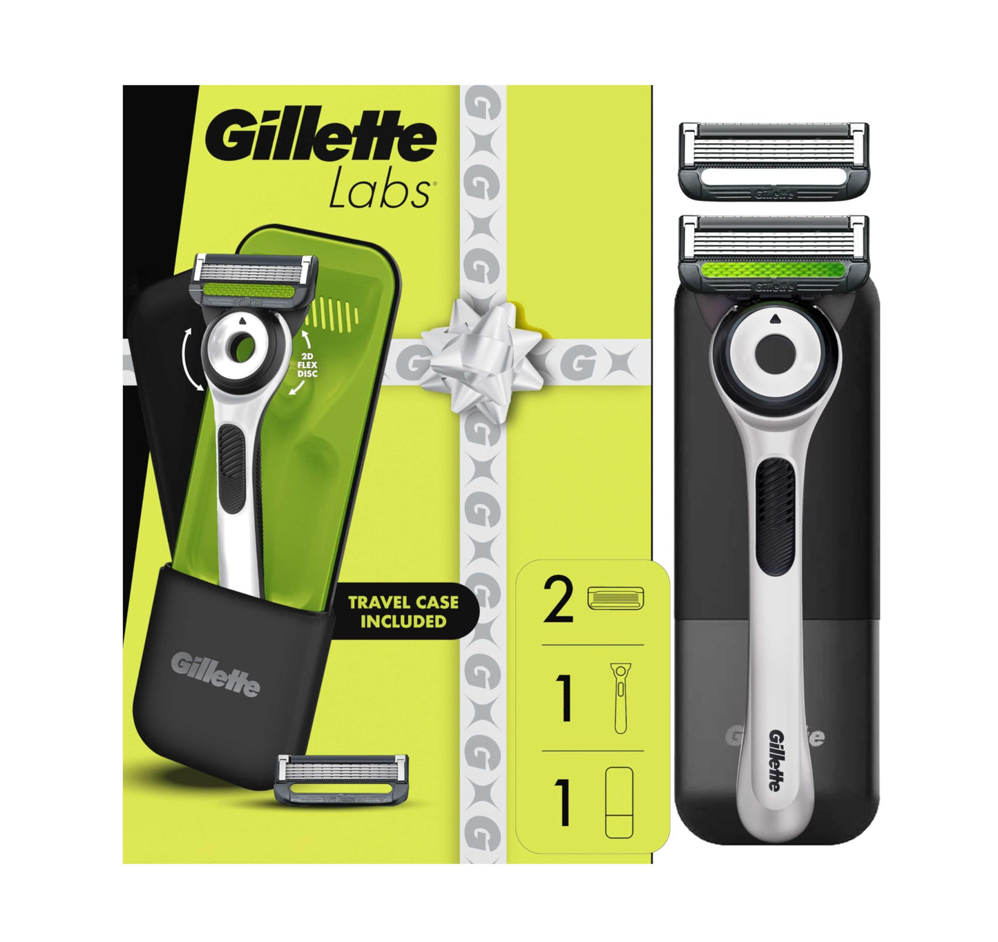 Gillette Labs Shaving Razor for Men, White Edition Handle, 2 Blade Refills and Travel Case, Gift Set Beauty and Personal Care Gillette Default Title
