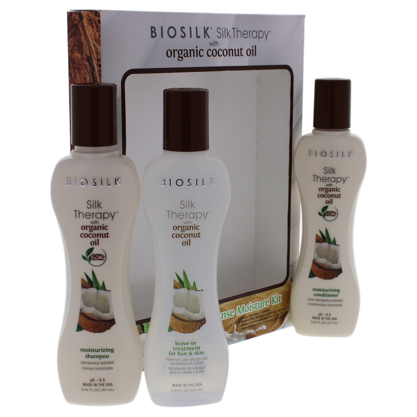 BioSilk Silk Therapy with Natural Coconut Oil Intense Moisture Kit (Pack of 3)