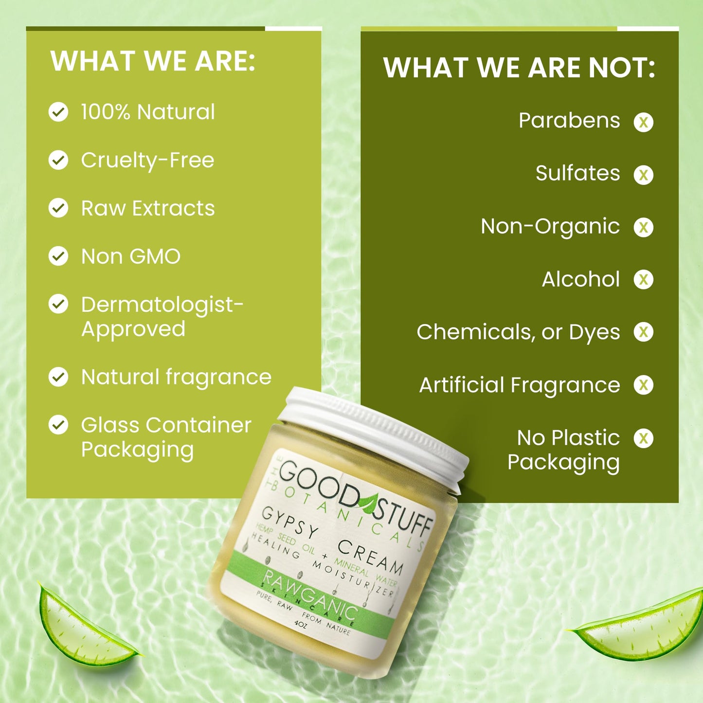 The Good Stuff Botanicals Gypsy Cream | Body and Face Moisturizer for Dry Skin | Daily Moisturizer | Fragrance Free | Organic Hemp oil and Hot Spring