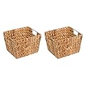11.5" Hyacinth Storage Basket with Handles, Rectangular, by Trademark Innovations (Set of 2)