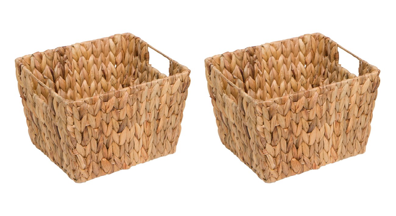 11.5" Hyacinth Storage Basket with Handles, Rectangular, by Trademark Innovations (Set of 2)