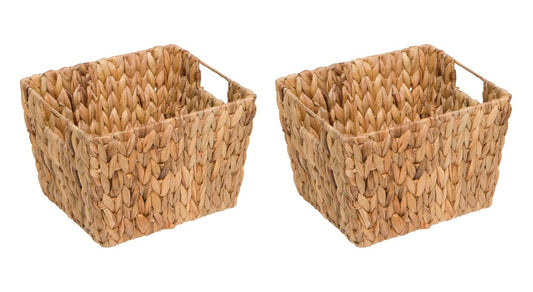 11.5" Hyacinth Storage Basket with Handles, Rectangular, by Trademark Innovations (Set of 2)