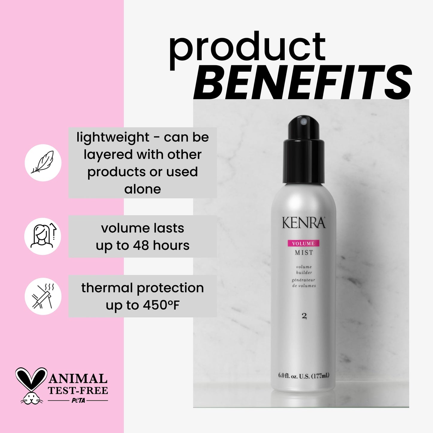 Kenra Professional Volume Mist 2 | Volume Builder | Lightweight, Fine Mist | Low Hold, Flexible Finish | Thermal Protection | Volume That Lasts Up