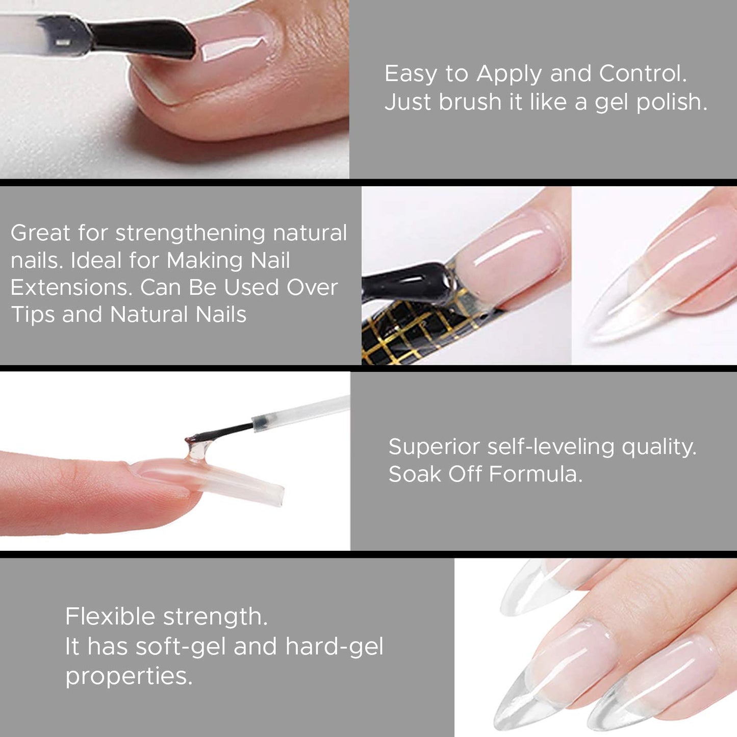 EXCUSE ME Soak Off LED/UV Strong Builder Gel Crystal Clear for Sculpting Nail Extension, Strengthening Natural Nails and Repair Cracked Nails 0.5 oz