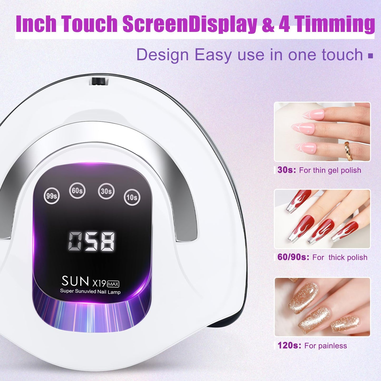 Wisdompark 320W UV LED Nail Lamp, Nail Dryer for Gel Polish with 72Pcs Lamp Beads and Automatic Sensor/4 Timer Setting Professional Nail Art Tools Beauty and Personal Care Wisdompark
