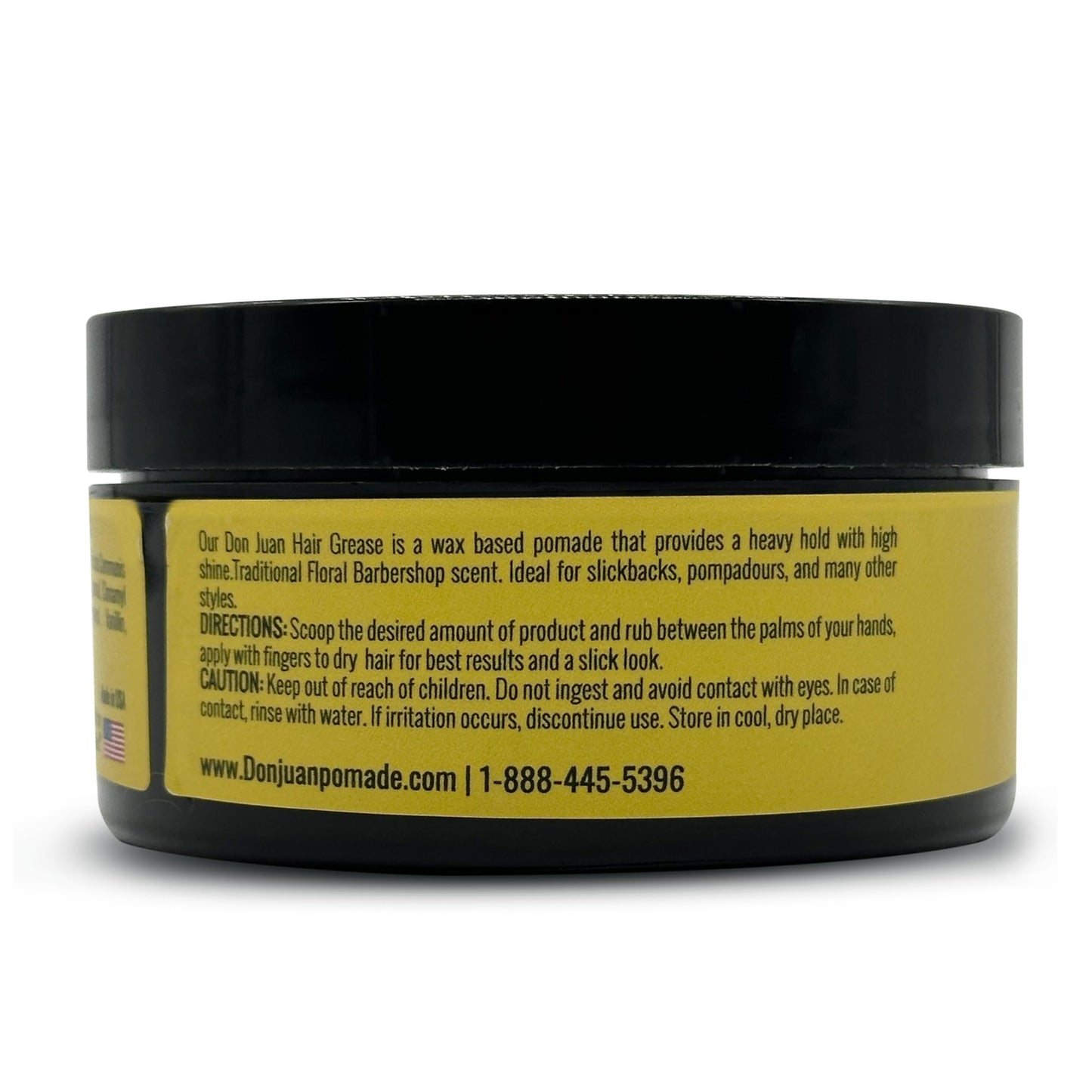 Don Juan Hair Grease Pomade 4 Ounce Jar | Heavy Hold | High Shine | Wax Based | Floral Barbershop Scent