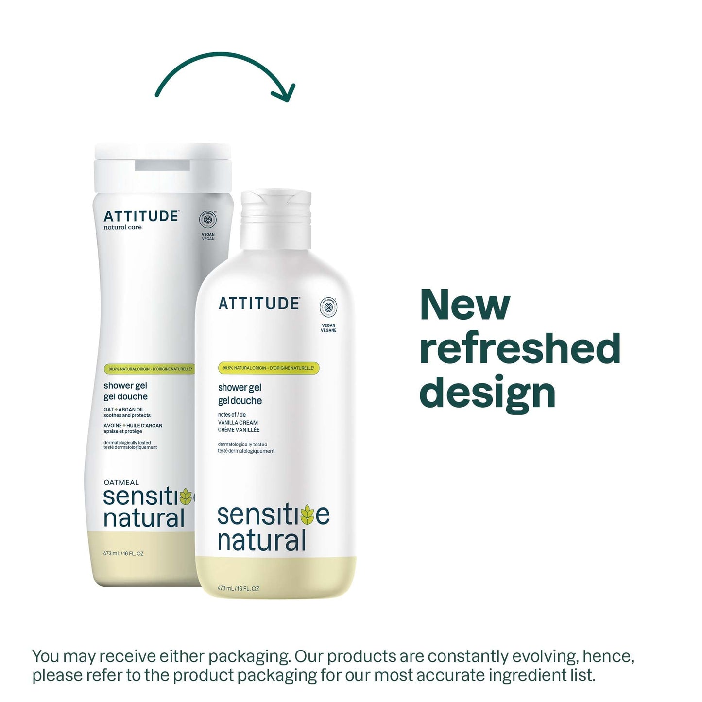 ATTITUDE Body Wash for Sensitive Skin, EWG Verified Shower Gel, Soothing Oat, Dermatologically Tested, Plant and Mineral-Based, Vegan Personal Care