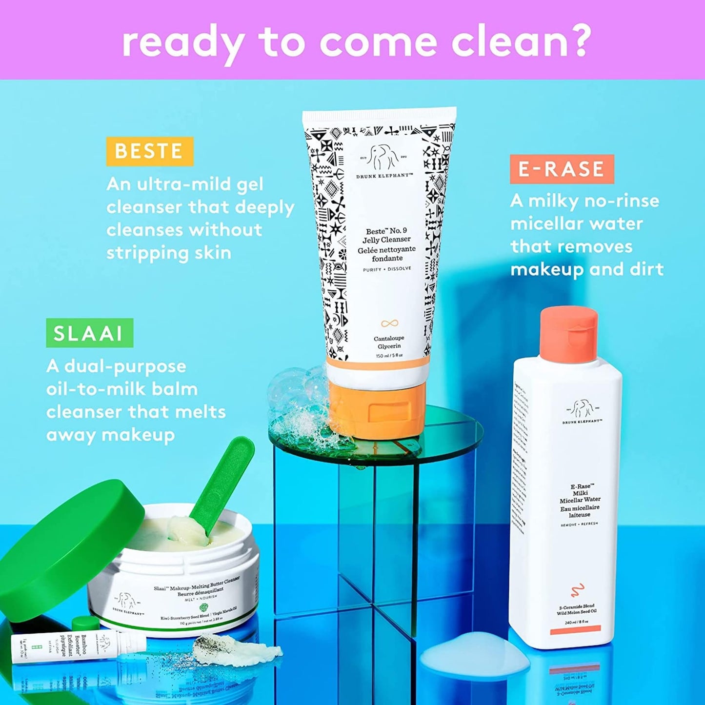 Drunk Elephant Slaai Makeup-Melting Butter Cleanser - 110 g/3.88 oz - Cleansing Balm - Clean Clinical Skincare - Cruelty-Free - Dermatologist-Tested