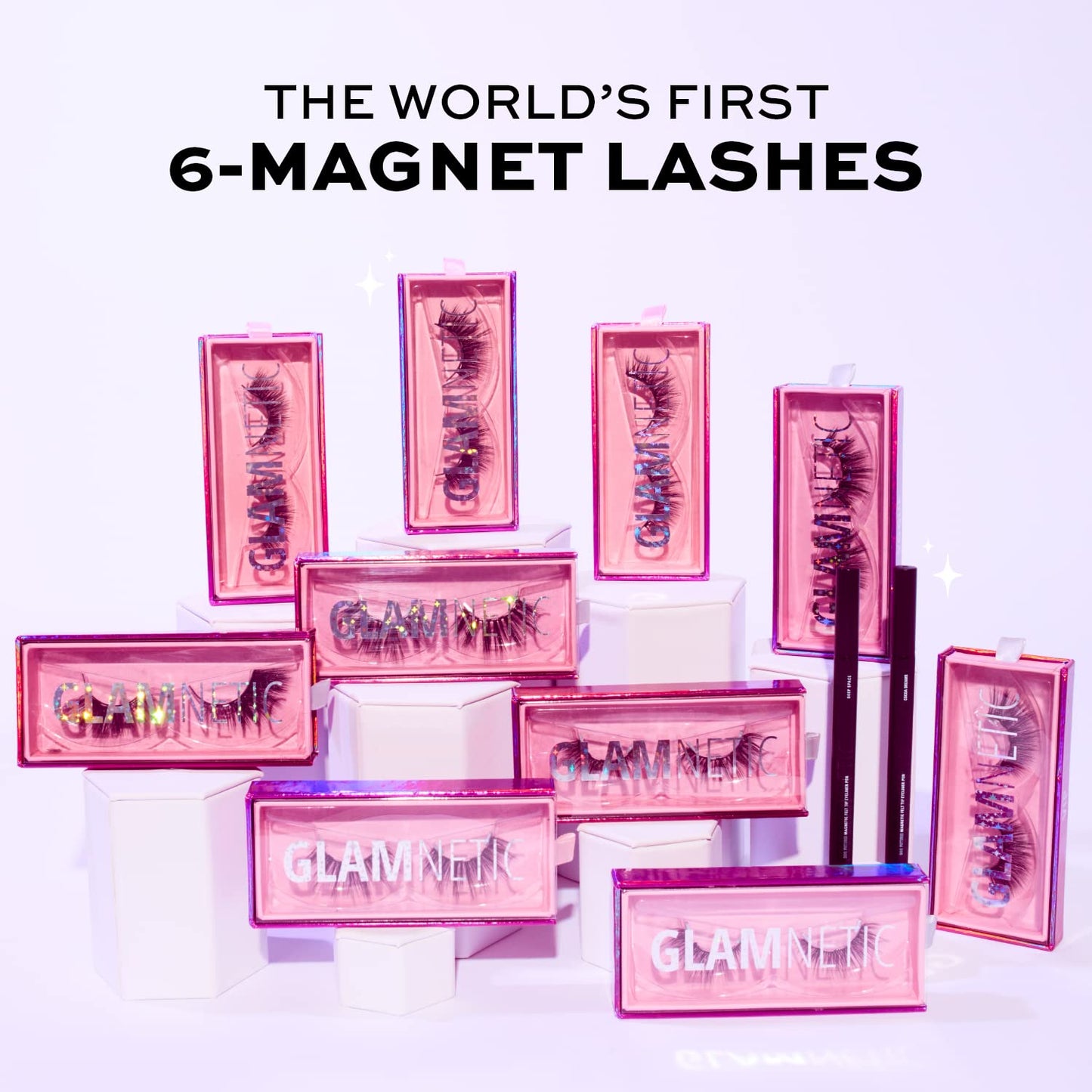 Glamnetic Magnetic Eyelashes - Vixen | Long Magnetic Lashes, 60 Wears Reusable Wispy Faux Mink Lashes, Dramatic Party Lashes - 1 Pair