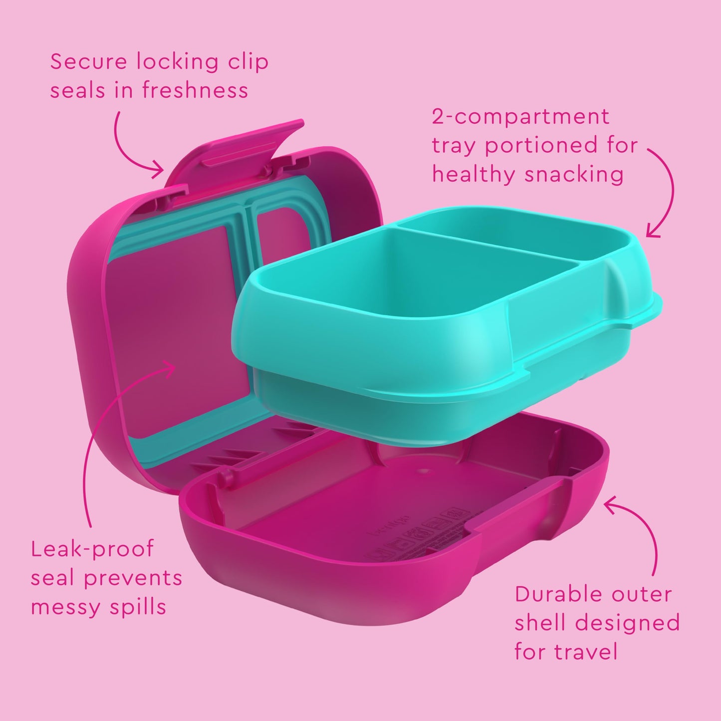 Bentgo Kids Snack - 2 Compartment Leak-Proof Bento Box Container for Snacks and Small Meals, Easy-Open Latch, Dishwasher Safe, BPA-Free for School…