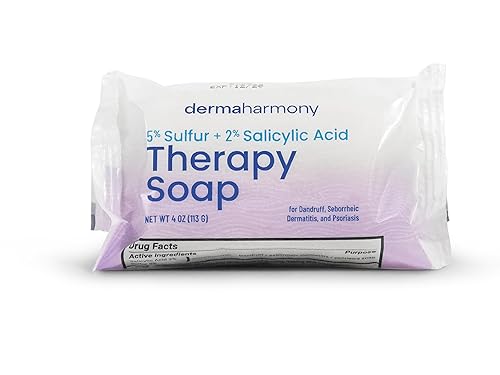 Dermaharmony 5% Sulfur 2% Salicylic Acid Bar Soap 4 oz - Crafted for those with Seborrehic Dermatitis, Dandruff, and Psoriasis (1 Bar)