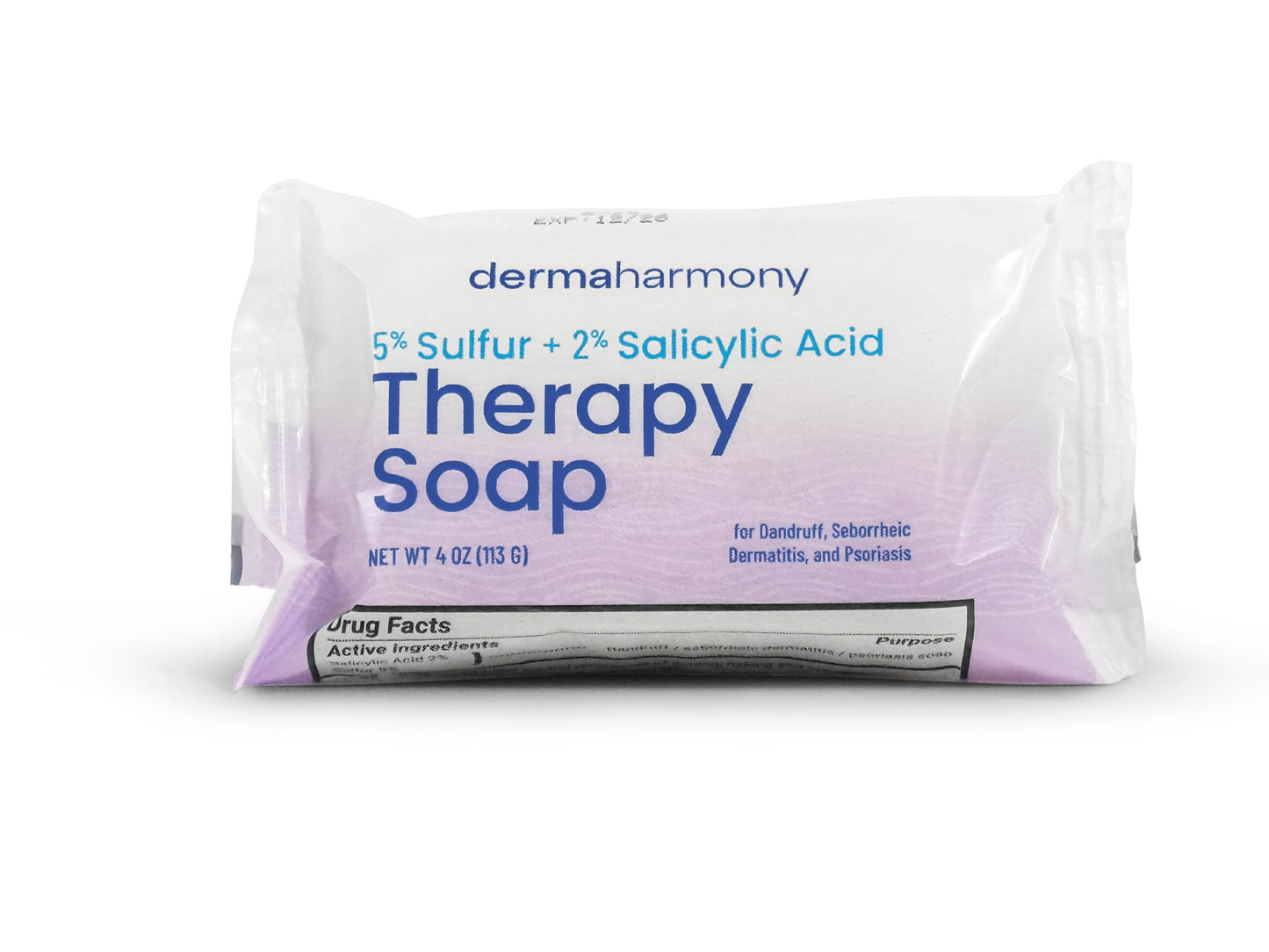 Dermaharmony 5% Sulfur 2% Salicylic Acid Bar Soap 4 oz - Crafted for those with Seborrehic Dermatitis, Dandruff, and Psoriasis (1 Bar)
