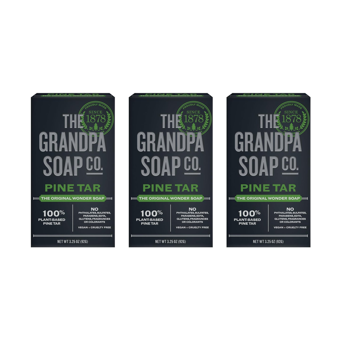 The Grandpa Soap Company Pine Tar Bar Soap for Men- Made With Pine Tar Oil, 3 in 1 Cleanser Deodorizer and Moisturizer, Dermatologist Tested, Safe