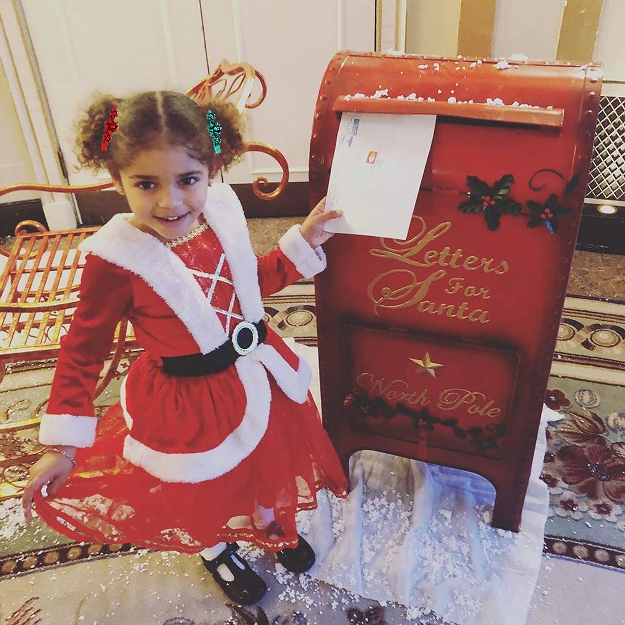 4pcs Christmas Hair Clips for Women Girls Xmas Present Bow Hair Pins Crystal Christmas Snowflake Hair Barrettes Holiday Jewelry Ornament New Year Gift