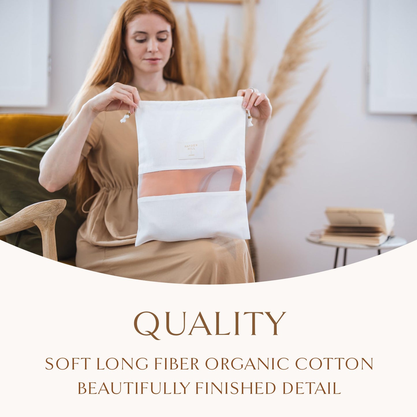 Hayden Hill Luxury Organic Cotton Dust Bags for Handbags – 3 Large 23" Bags for Purses, Shoes & Storage, Carbon Neutral