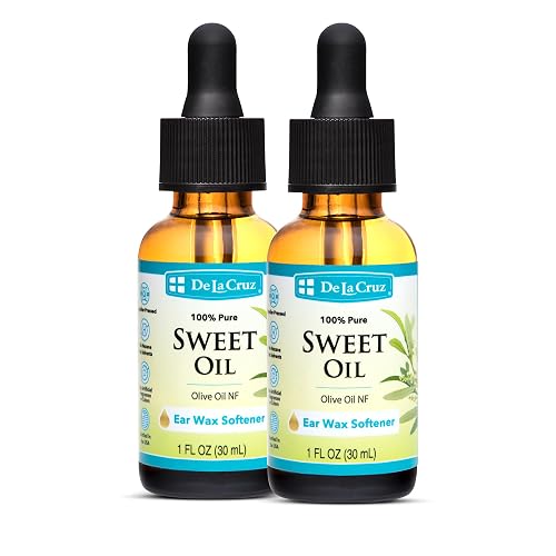 De La Cruz Ear Wax Remover and Earwax Softener, 100% Pure Sweet Oil for ears, Gentle and Natural Ear Oil - 1 Fl OZ - 2 Pack