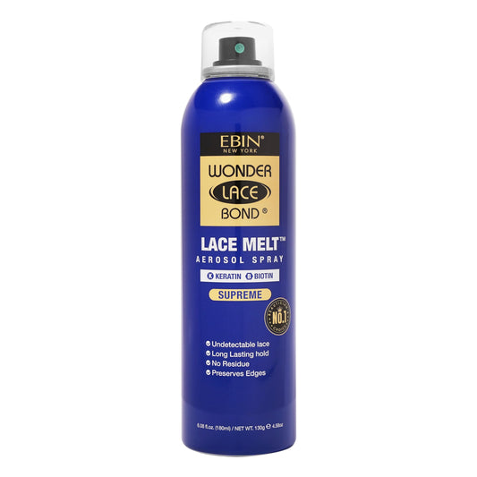 Wonder Lace Melt Aerosol Spray - Keratin Biotin Infused 6.08 fl.oz./180ml Preserves Edges & Undetectable Lace Long lasting hold No Residue glueless