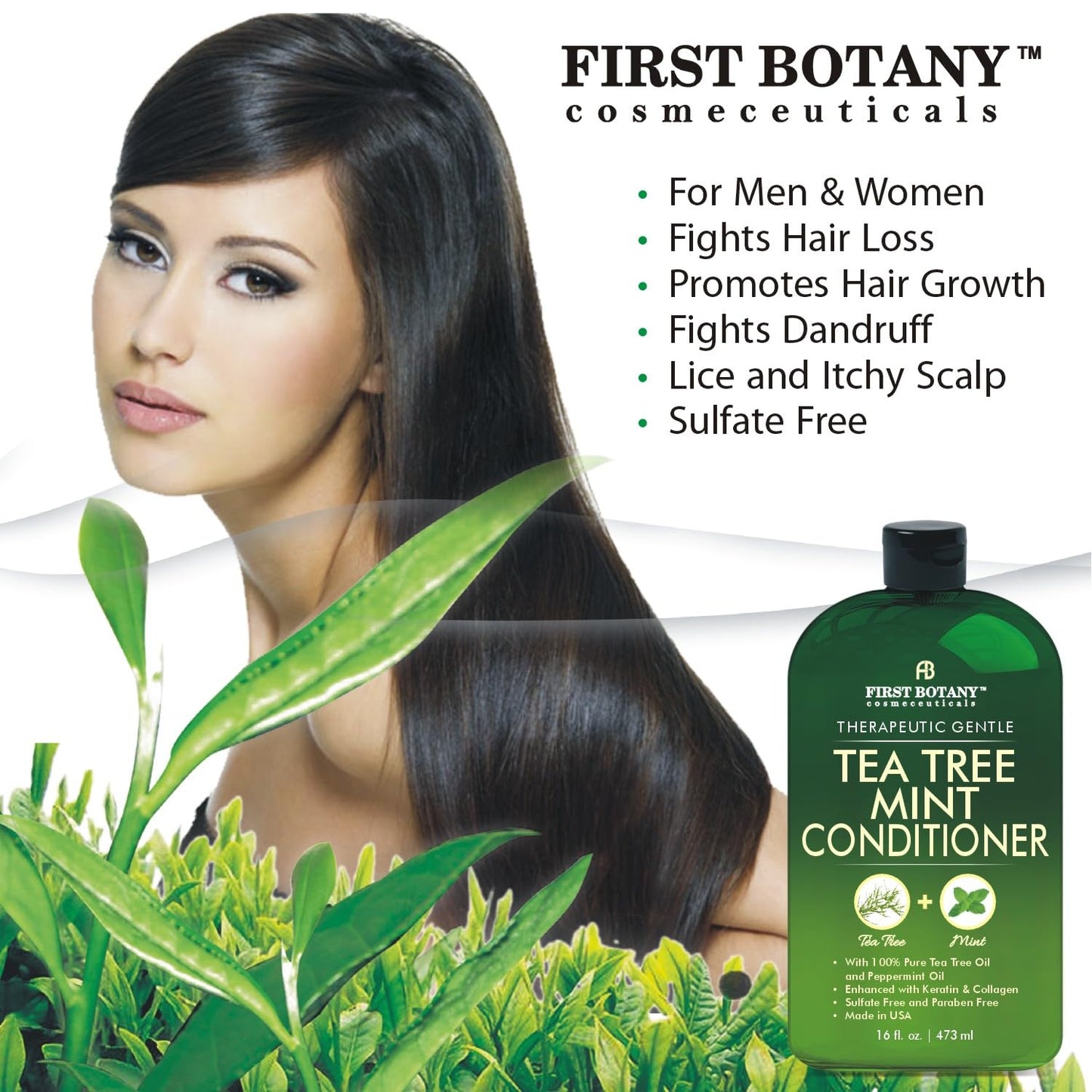 First Botany, Tea Tree Oil Conditioner 16 fl oz - Anti Dandruff Natural Oil conditioner For Dry Itchy & Flaky Scalp - Sulfate Free Paraben Free