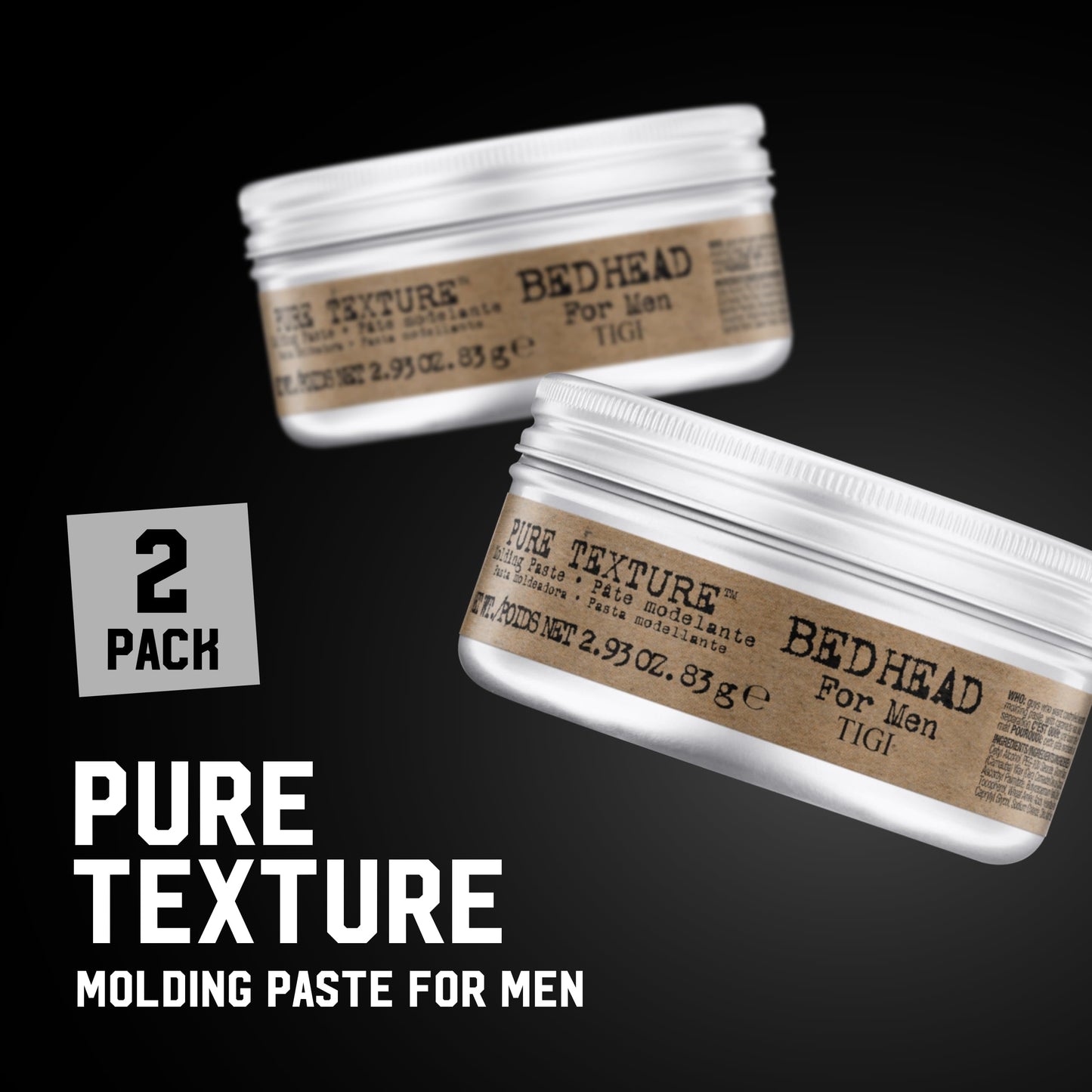 TIGI Bed Head for Men Pure Texture Hair Molding Paste - Use for Texture & Separation - Versatile Cream-to-Paste Fusion - For Men's Hairstyles - Use on