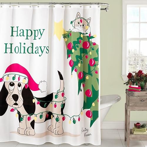 Lorraine Home Fashions Holiday Mischief Shower Curtain, 70 x 72