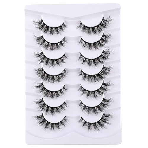 Mebver False Eyelashes Cat Eye Lashes Faux Mink Lashes Natural Look Fluffy Wispy Lashes That Look Like Extensions Pestañas Postizas D Curl Lash Strips